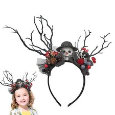 Halloween Headband Antler Headband Flower Skull Deer Horns Hairband Fancy Dress