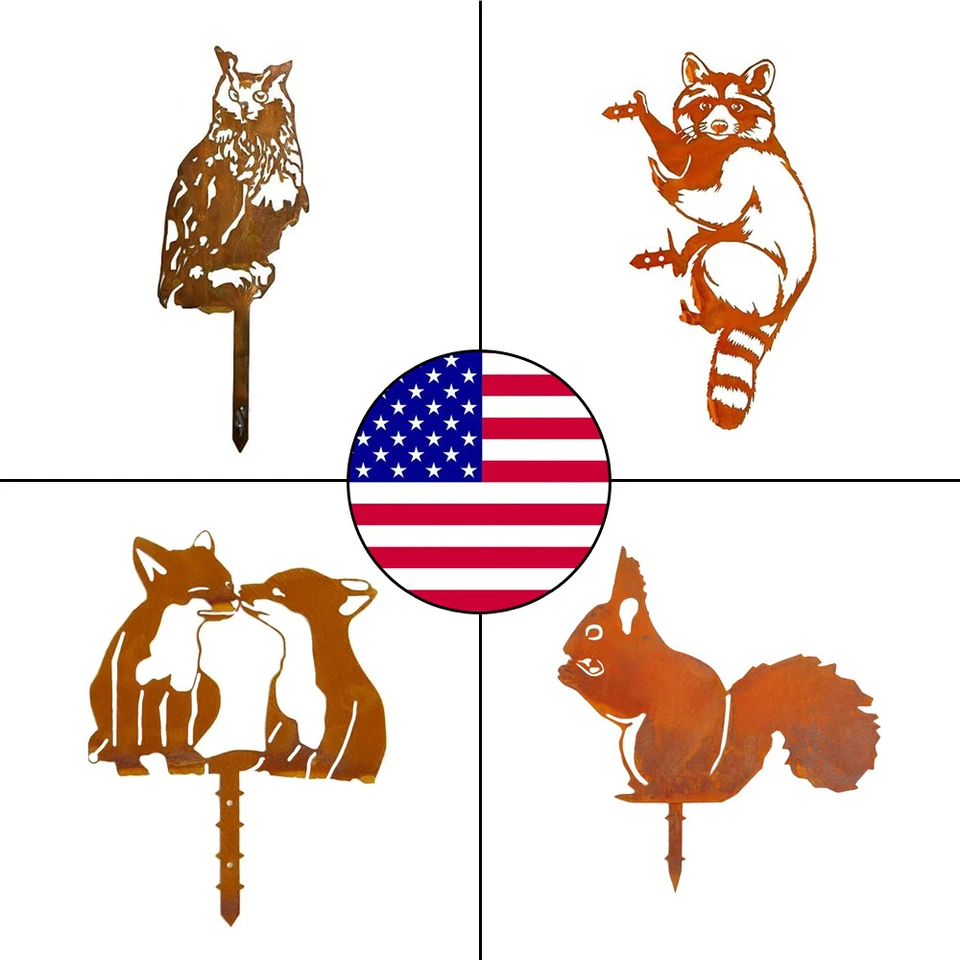 Garden Patio Decor Corten Steel Metal Animals Ornament Gift for Garden Backyard - Image 2 of 4