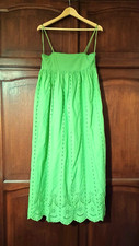 Lime Green Broderie Anglaise - Maxi Dress, Zara, Size M, Empire Line, Full Skirt