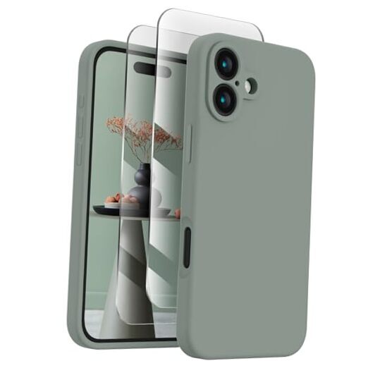 Designed for iPhone 16 Case, Silicone Upgraded [Camera Protection] Calke Green