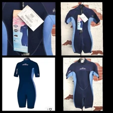 NEW Size 10 women BARE Wetsuit 2/2mm Crush shorty sky blue