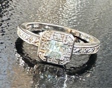 925 STERLING SILVER AQUAMARINE RING SIZE 8