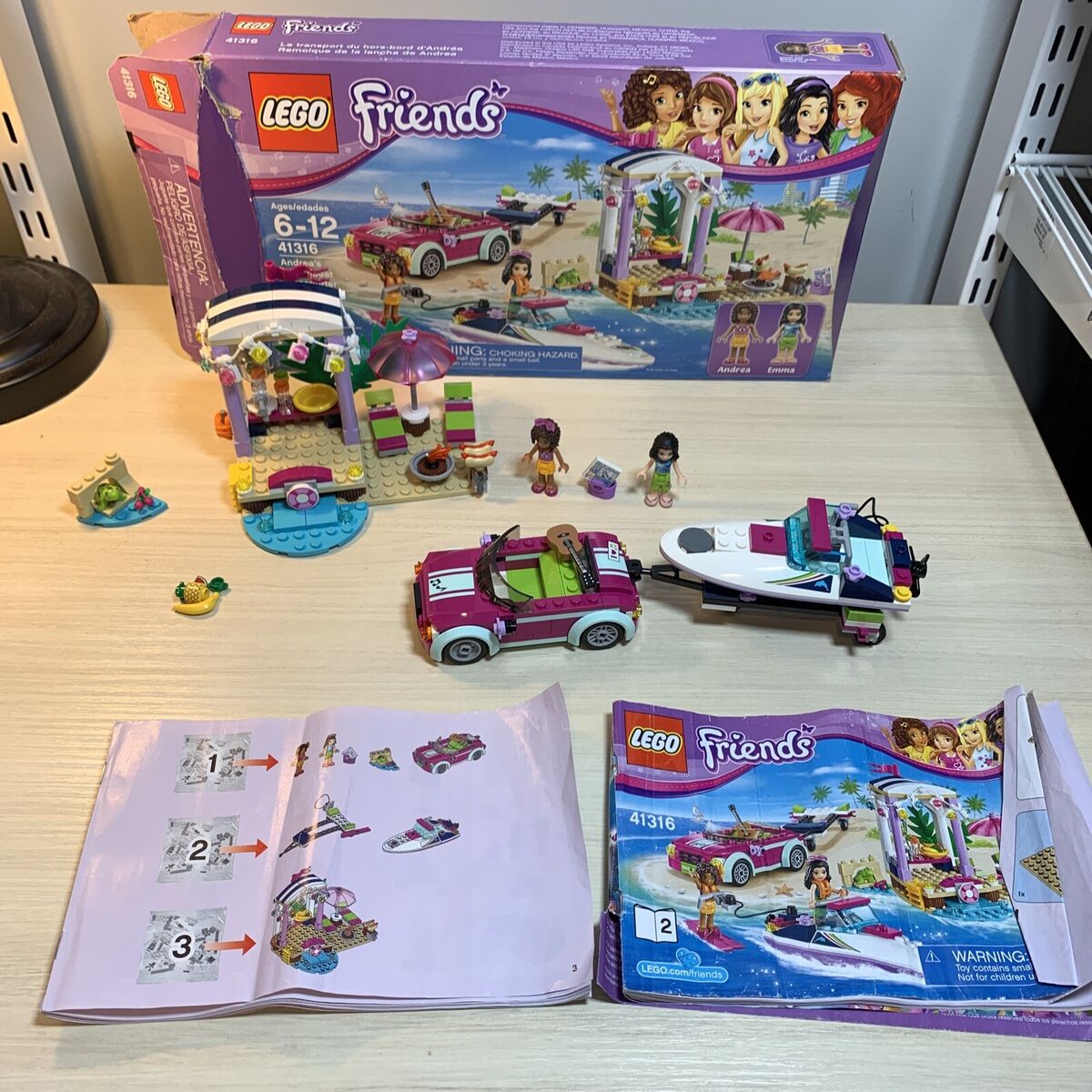 Lego Friends 41316 Andrea's Speedboat Transporter w/ Manuals READ