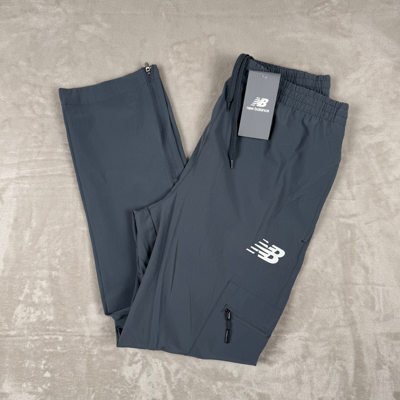 New Balance All Motion Mens L Running Pants Ankle Zip Lightweight Stretch Grey