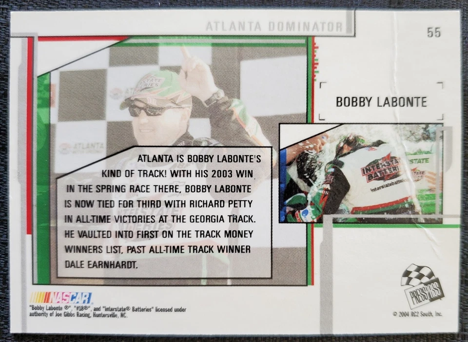2004 Bobby Labonte NASCAR Gold Foil Dominator Press Pass Eclipse Card #55 - Image 2 of 2