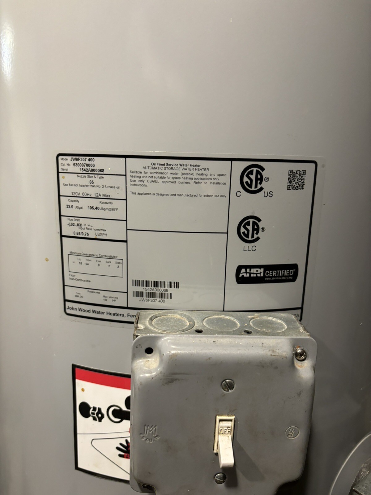 Oil Water Heater, John Wood 32 Gallons , modelJW6F307 400. eBay