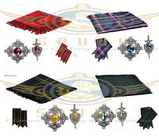 Kilt Fly Plaid Size 48 X 48  Kilt Flashes - Thistle Design Brooch - kilt Pin