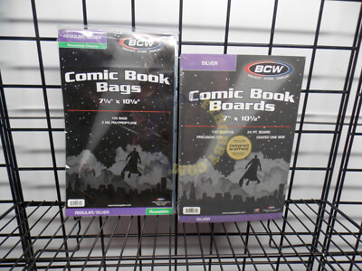100 New BCW Silver Age Resealable Comic Book Bags And Boards