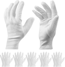 24 pairs, White Thick Cotton Gloves for Overnight Moisturising Dry Hand Eczema