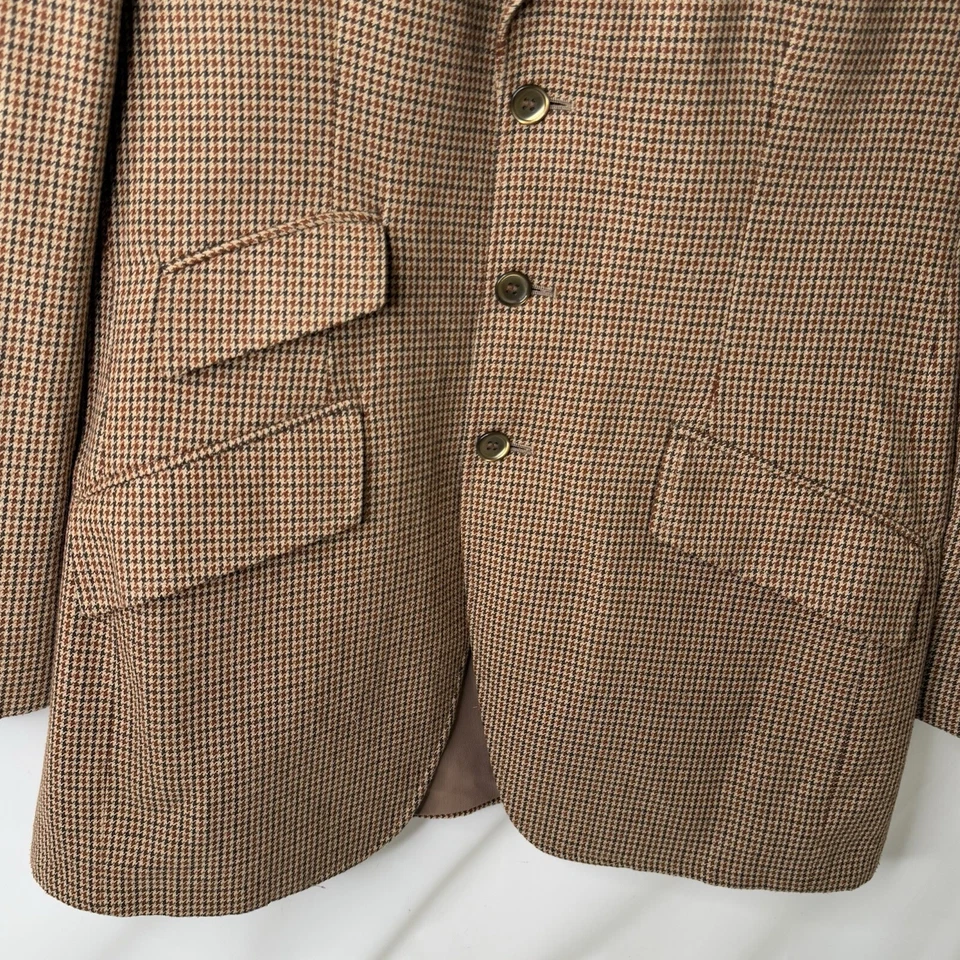 VTG Men's Tweed Houndstooth Riding Jacket Sz 42 England Equestrian Countryside - Image 4 of 4