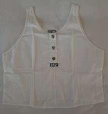 Top canotta spalla larga cotone bianco vintage anni 80 donna ragazza taglia 46