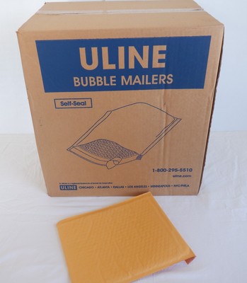 NEW BOX of 100 ULINE S-9987 Kraft Bubble Padded Mailers Envelope 8 1/2'' x 12''