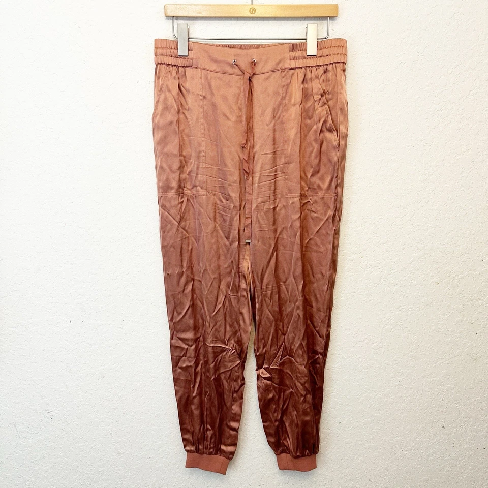 CAMI NYC Womens Elsie Silk Pants in Hickory Pull On Elastic Cuff Size Medium - Image 4 of 4