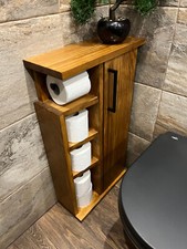 Rustic Wood Toilet Roll Paper Holder Unit Bathroom Toilet Brush Holder