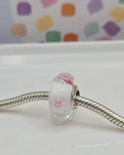 Authentic Pandora Cherry Blossom Glass Murano silver  Charm