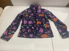 Girls Columbia Sz XS Purple  Orange Fleece Full Zip Buffalo  Bear Sweater