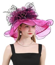 Women Organza Fascinator Church Derby Hat Floral Tea Party Wedding Hat One Size