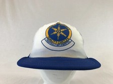 Vintage General Dynamics Trucker Hat Snapback Cap Quality Circles Mesh Back Blue