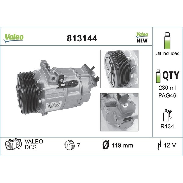 Klimakompressor 12 V R 134A Ø 119 Mm Valeo FüR U.A. Renault Espace-image
