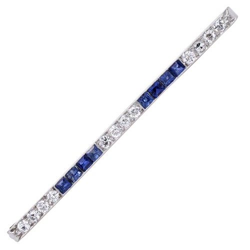 Antique Diamond and Sapphire Platinum Pin