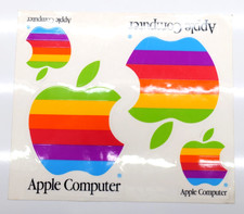Vtg Apple Computer Macintosh Iconic Rainbow Logo Decal 1 Sheet of 4 Stickers
