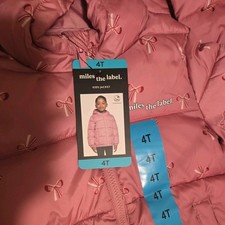 Miles The Label girls Hooded Puffer Jacket pink color Size 4T