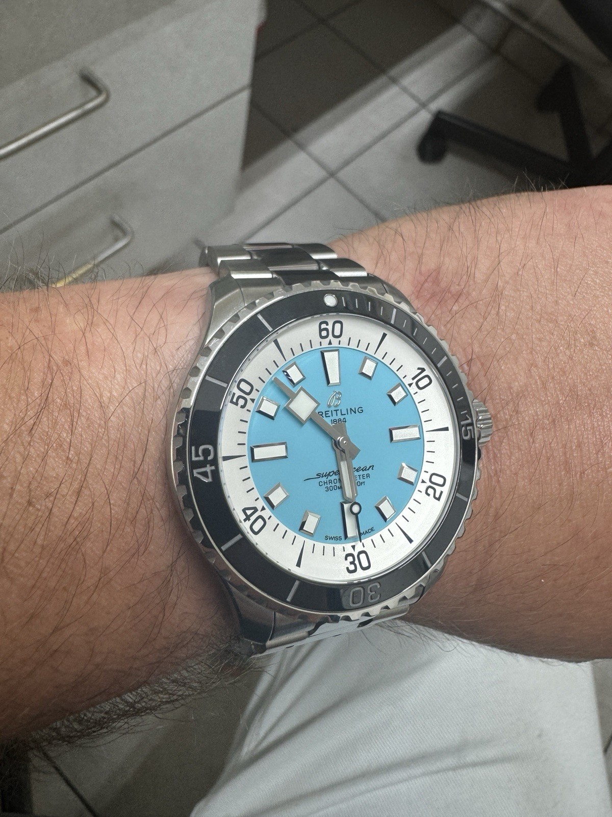 Breitling Superocean 44mm Turquoise Dial A17376211L2A1