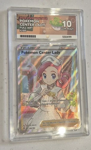 Pokemon Center Lady Full Art 2020 Vivid Voltage 185/185 Gem Mint Ace 10