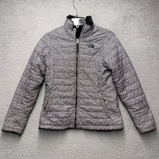 The North Face Jacket Girls XL Gray Black Reversible Softshell Fleece Full Zip