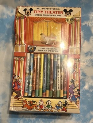 1981 Walt Disney Studios Tiny Theater 12 Disney Books & Pop Up Surprise Box NOS