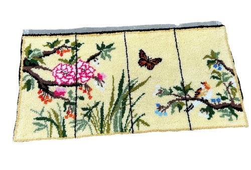 Completed Butterfly Latch Hook Rug Wall Hanging Vtg Decor 30x58 Read