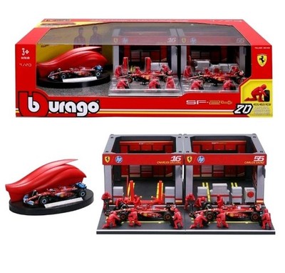 Burago 1:43 Formula 1 Deluxe Paddock Set Ferrari Brand New In Box Display Stand 
