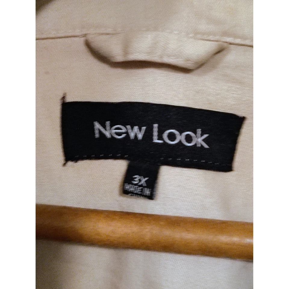 Chaqueta de mezclilla recortada New Look beige tostado para mujer 3x mangas con lengüeta enrollable Foto 3 de 4