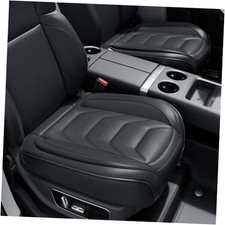 Luxury PU Leather Car Seat Bottom Cover, 2 Pack Front Bottom Black-Front 2PCS