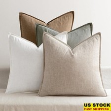 Linen Cotton Pillow Covers Decorative Flange Edge Soft Covers New