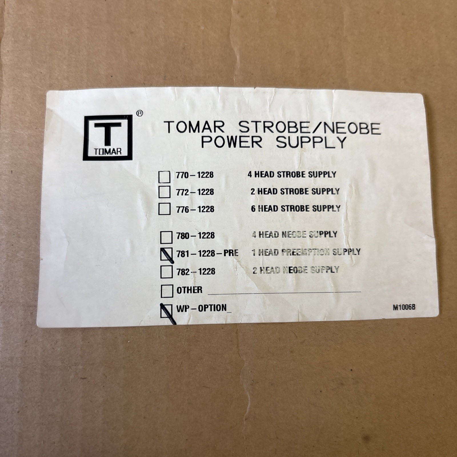 Tomar 781-1228-PRE With WP Option Preemption Power Supply