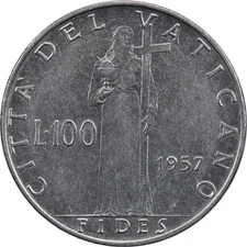 Vatican City - 100 Lire - 1957 - Pius XII