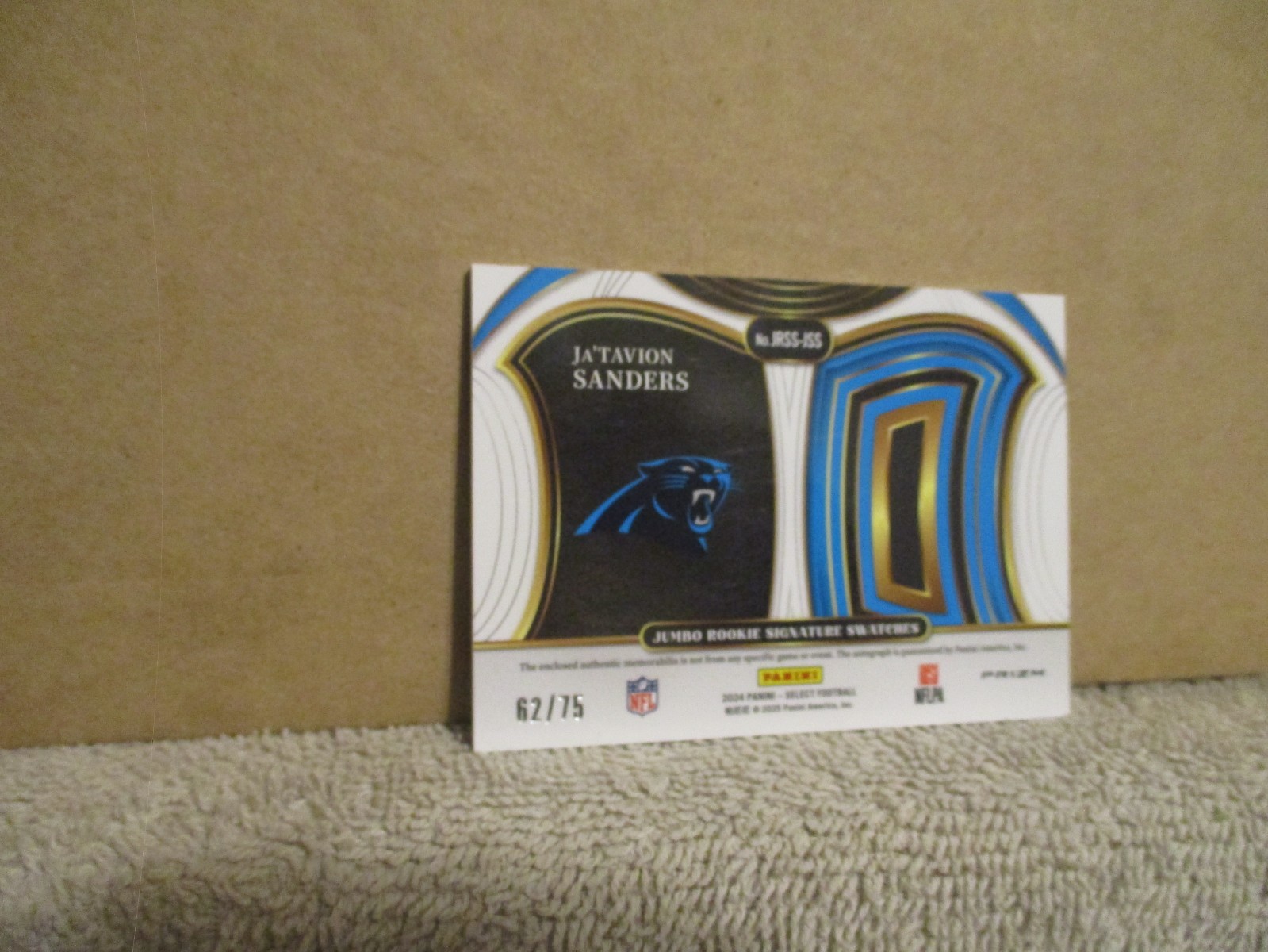 2024 PANINI SELECT JA'TAVION SANDERS RC JUMBO ROOKIE SIGNATURE SWATCH AUTO 62/75 view 13