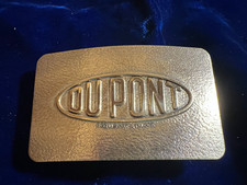 Vintage Dupont Belt Buckle Solid Brass - 2x3.5"