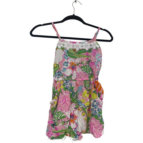 Lilly Pulitzer Girls Romper Medium 7/8 Target Nosey Posey Floral Pink Sleeveless