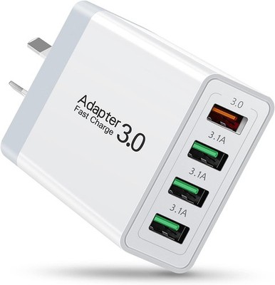 USB Charger 33W 4 Ports Wall Plug Fast Charger Power Adapter for Samsung iPhone