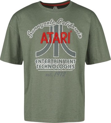 Atari T-Shirt Herren Vintage Logo oliv Fan-Merch, Gaming, Retrogaming