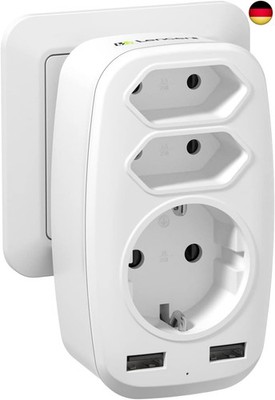 LENCENT USB Steckdose Adapter 5 in 1 Mehrfachstecker 4000W 3 Fach Multistecker
