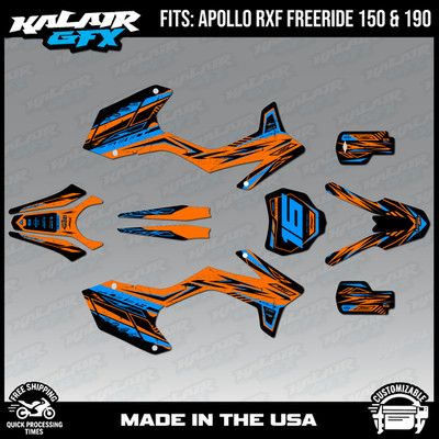 Graphics Kit for Apollo RXF Freeride 150 190 Guard Series - Cyan