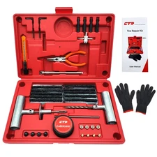 Heavy Duty Tire Plug Kit - 68pcs All-in-One Universal Tire Repair Kit with Pl...