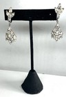 Vintage Signed Crown Trifari Glass Rhinestone Drop Dangle Clip Earrings — photo 1