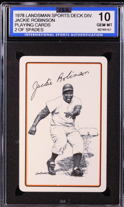 Jackie Robinson Two of Spades 1978 Landsman Playing Card-Graded (ISA 10)