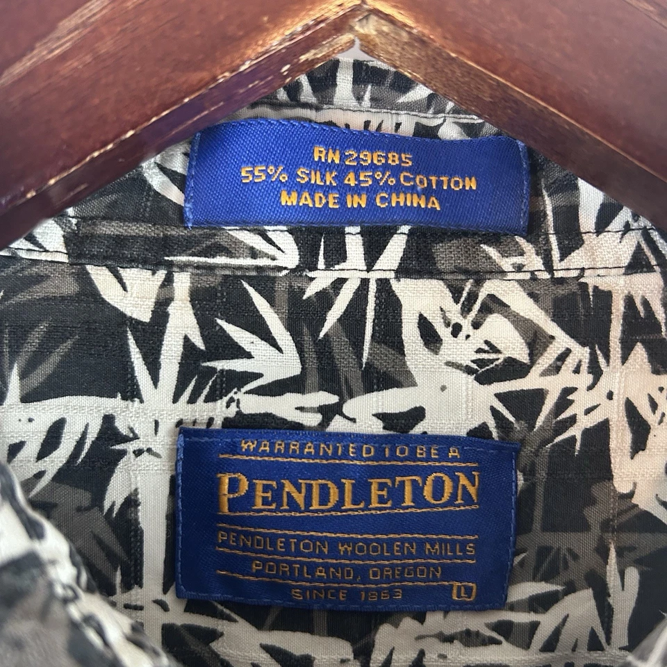 Camisa Pendelton Hombres Grande Bolsillo Botón Frontal Palma Estampado Aire Libre Vacaciones Viaje Foto 4 de 4