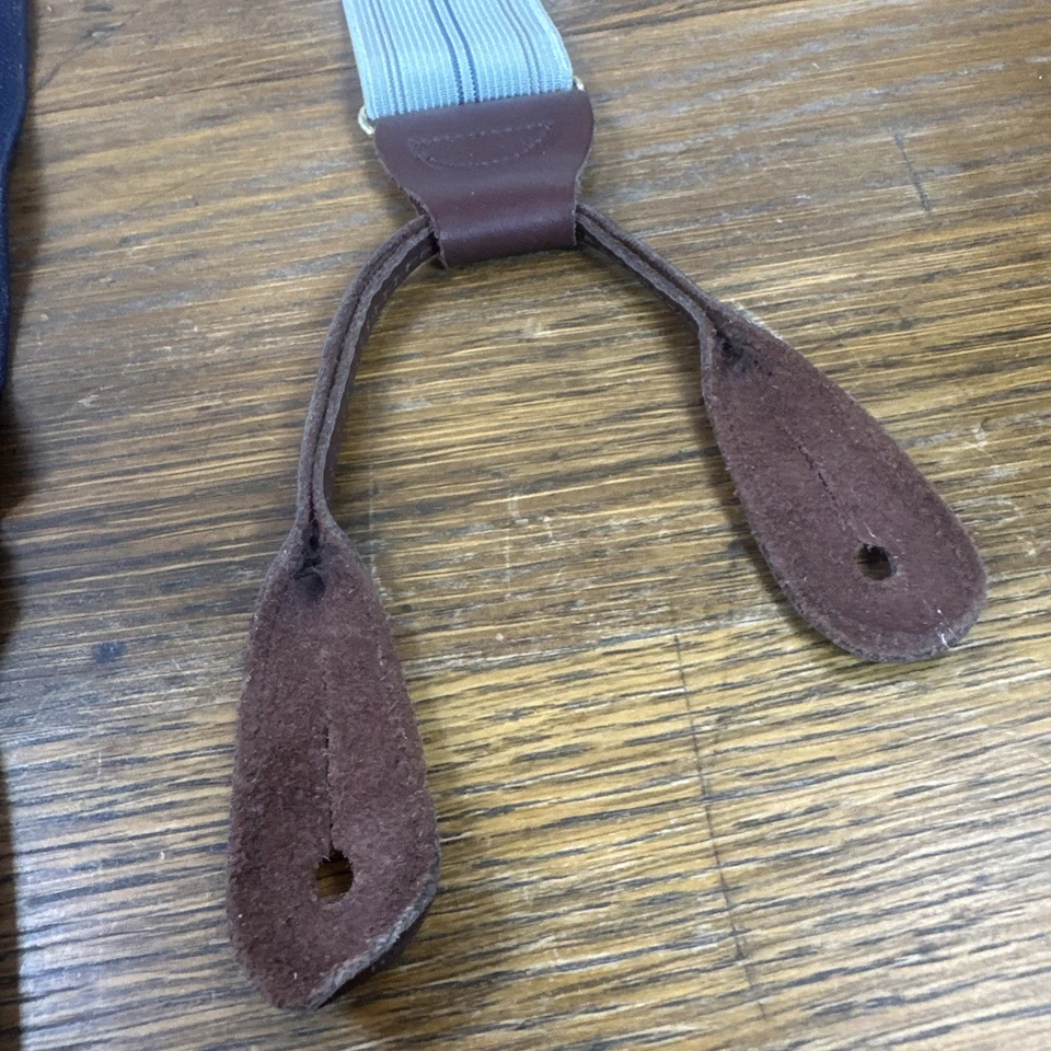 Polo By RALPH LAUREN Светло-голубые С Тонкими Полосками Кожаная Отделка Подвески Редкие - Изображение 2 из 4