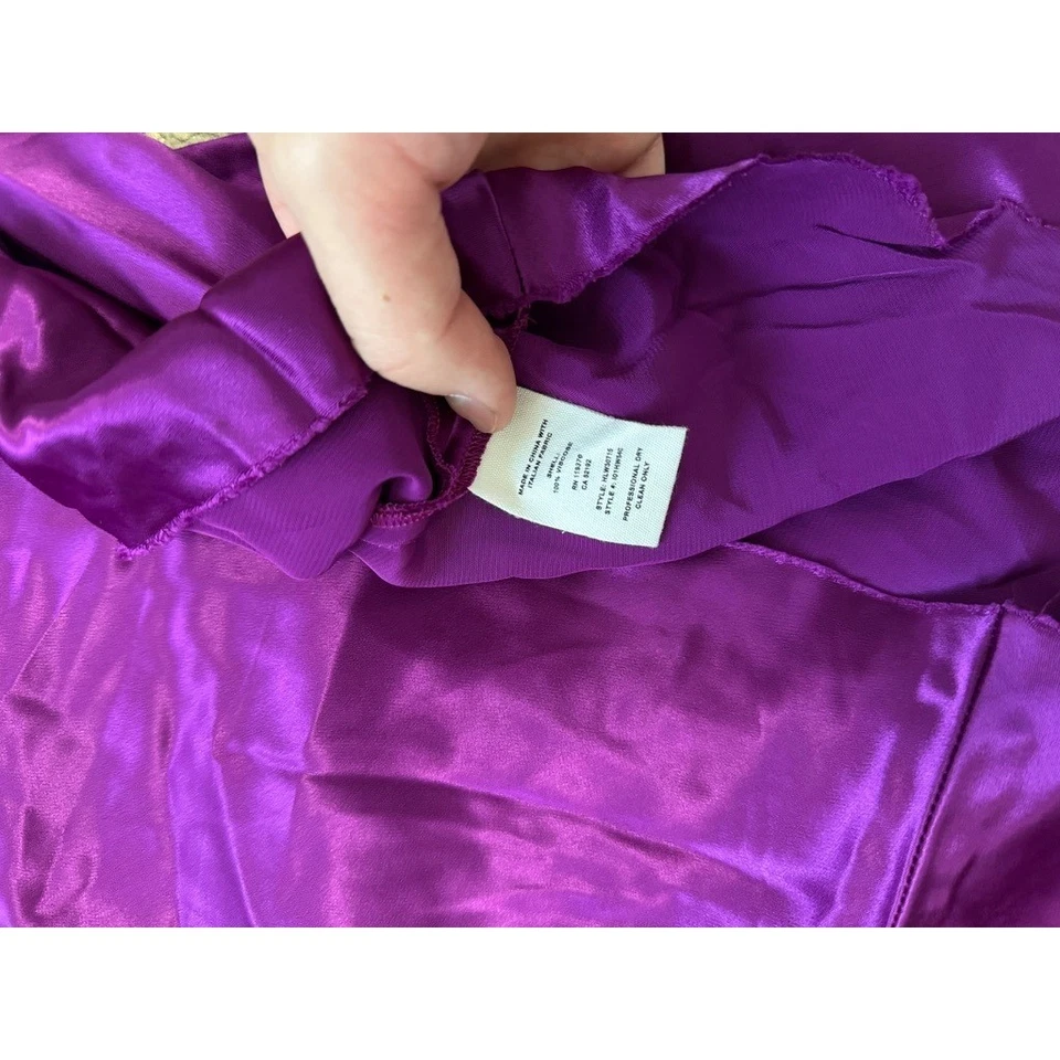 Helmut Lang Satin Silky Tank Top Fringe Cuff Sleeveless Purple Casual Top Size S - Image 4 of 4